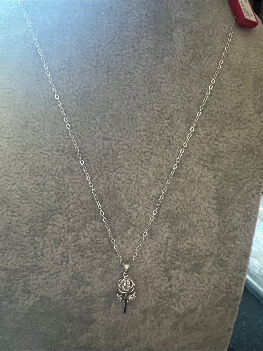 Silver Rose Pendant Necklace - Women's Jewelry